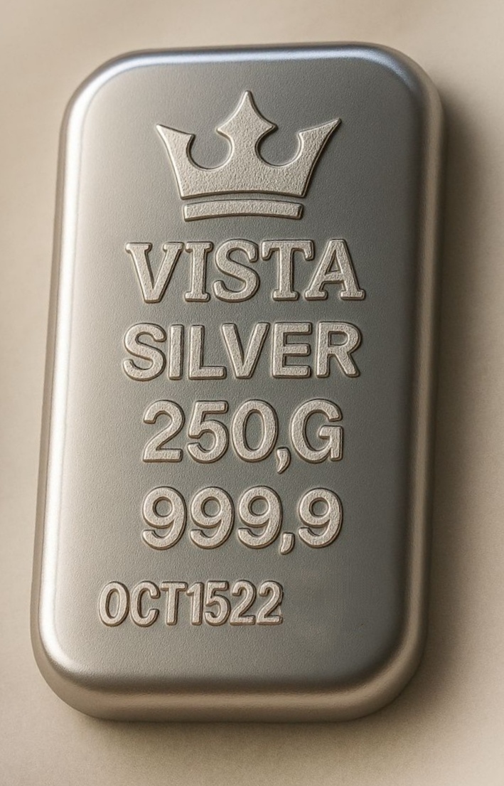 شمش نقره 250 گرمی vista با عیار 999.9